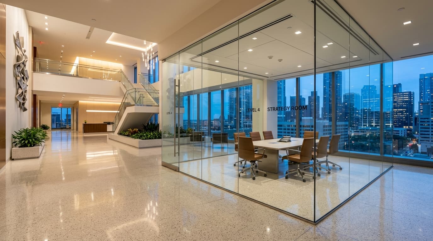 Spotless corporate office cleaned by PureSparkCleaner